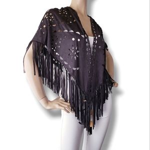 Justin & Taylor Gray Faux Suede Boho Wrap/Shawl